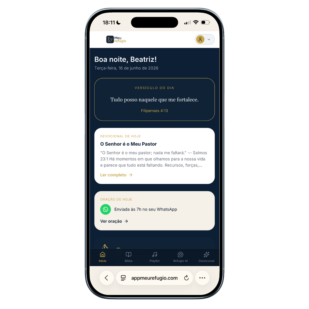 Dashboard do app Meu Refúgio
